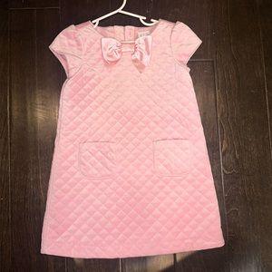 Janie and Jack girls WINTER HOLIDAY pink velvet quilted bow dress 4T